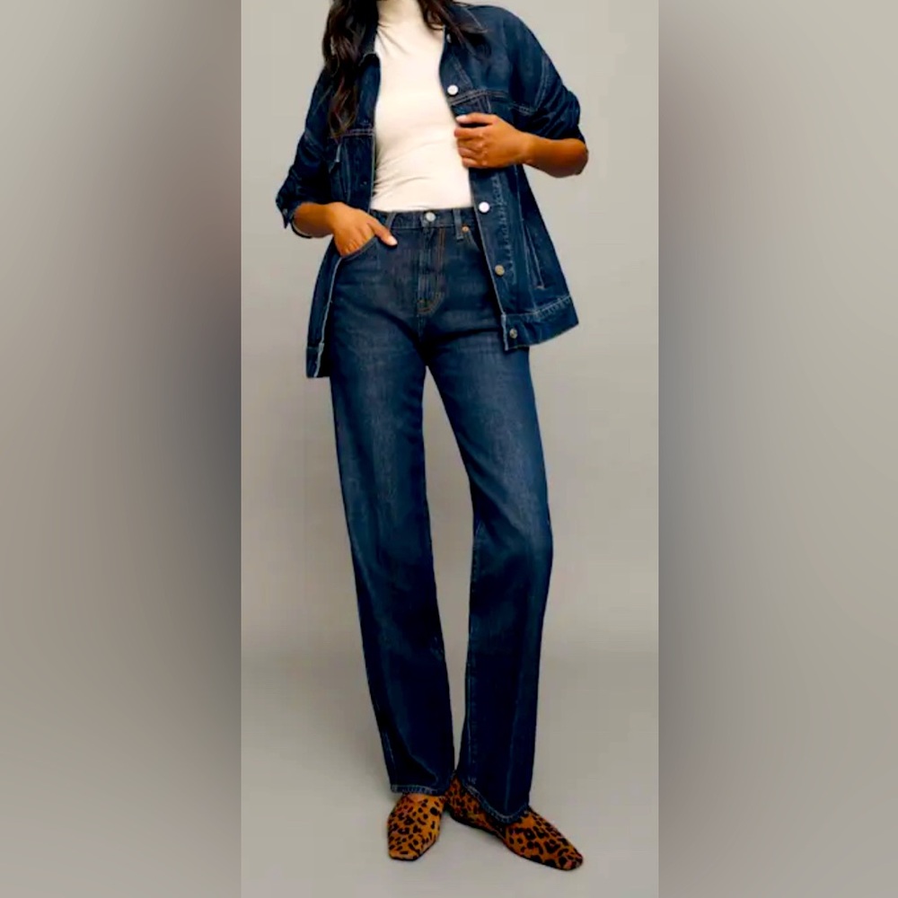 Reformation Dark Blue Straight Leg Jeans